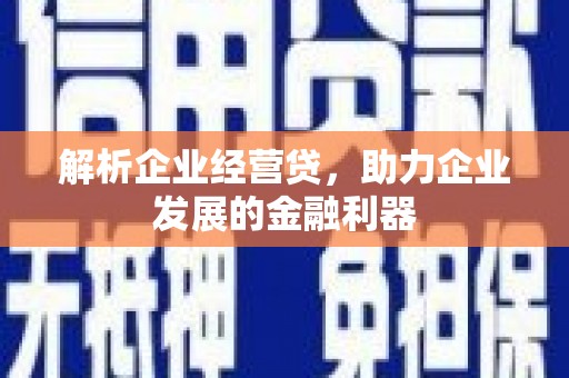 普陀解析企业经营贷，助力企业发展的金融利器