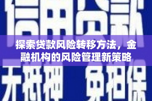 普陀探索贷款风险转移方法，金融机构的风险管理新策略