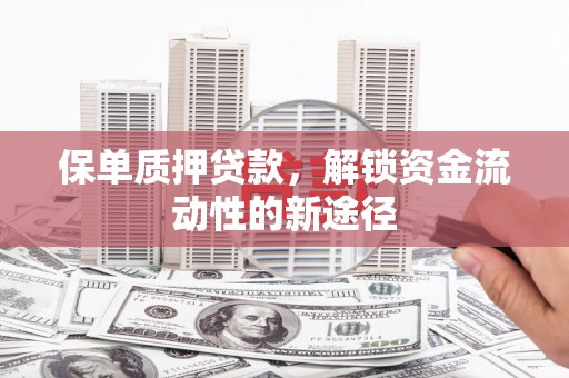普陀保单质押贷款，解锁资金流动性的新途径