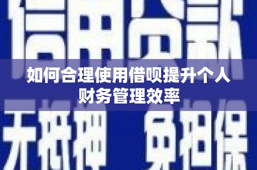 普陀如何合理使用借呗提升个人财务管理效率