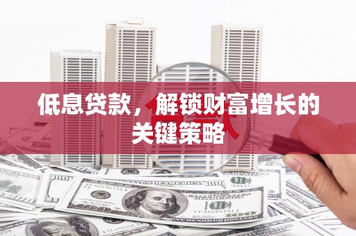 普陀低息贷款，解锁财富增长的关键策略