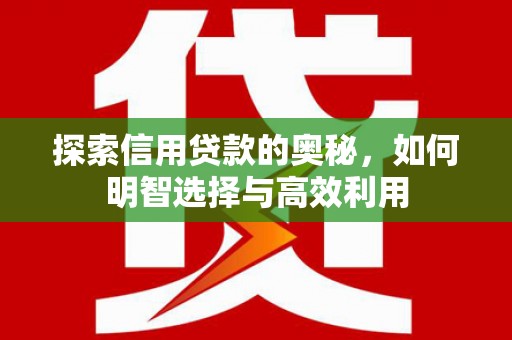 普陀探索信用贷款的奥秘，如何明智选择与高效利用
